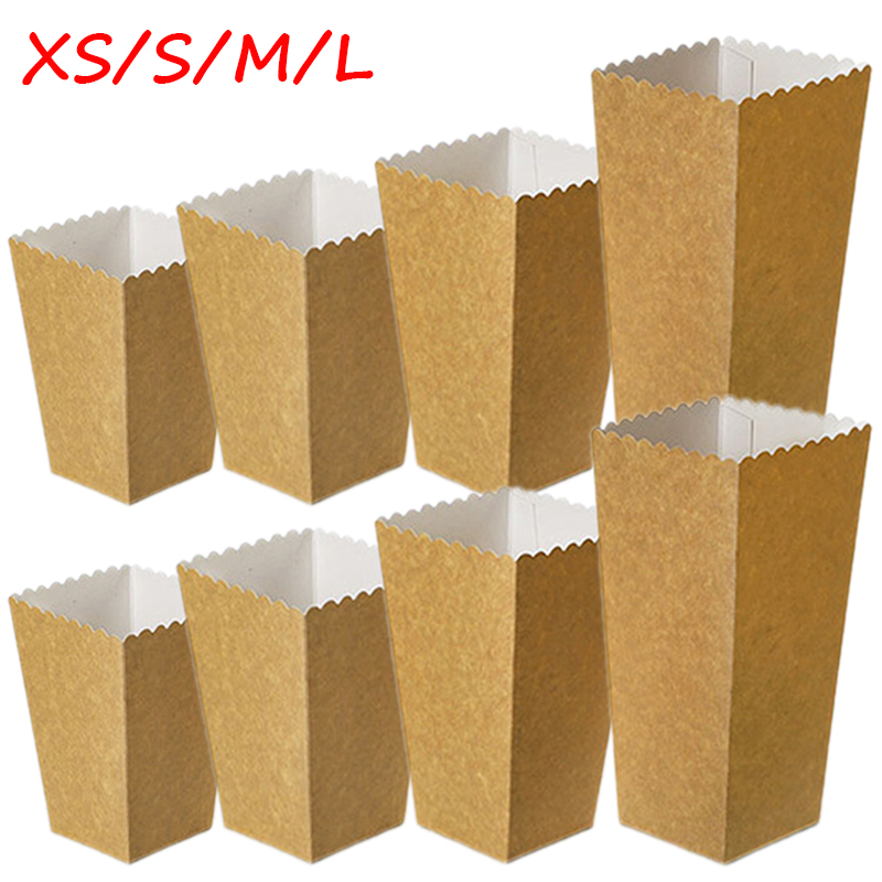 Food Snacks For Kids Party - 24pcs/lot Kraft Paper Popcorn Boxes Food